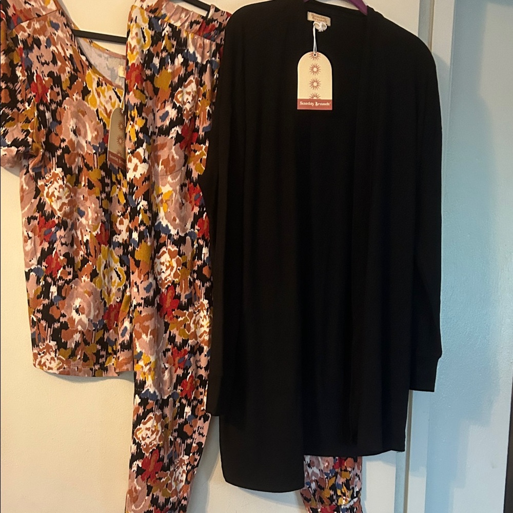 Sunday Brunch three piece lounge or pajama set , New